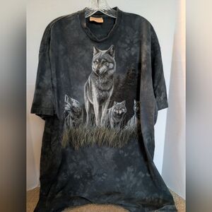 Vintage Wolf T Shirt Classic Graphic Tee Shirts Artist Painting The Mountain XXL